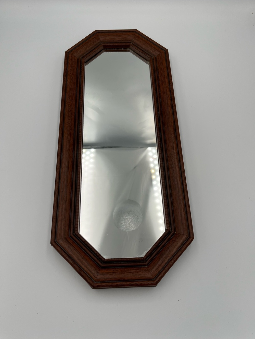 Vintage Farmhouse Home Interiors Wooden Wall Mirror 17”X 7”- Hangs Two Ways